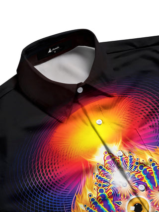 men abstract print short sleeve shirt side view