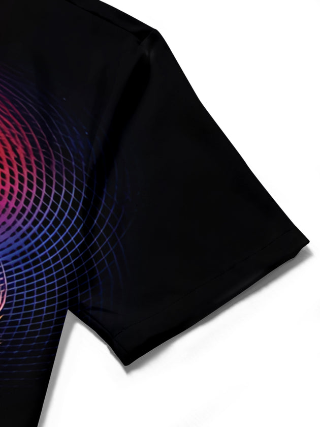 men abstract print short sleeve shirt close-up detail
