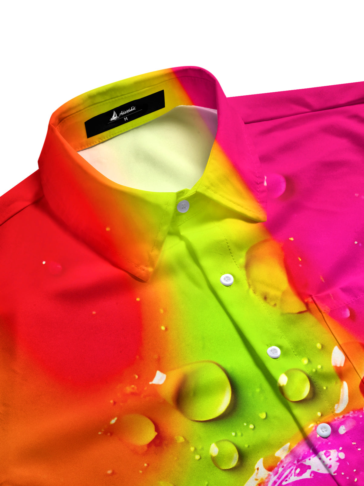 Funny Cartoon Expression Gradient Water Droplets Men's Pocket Long Sleeve Shirts