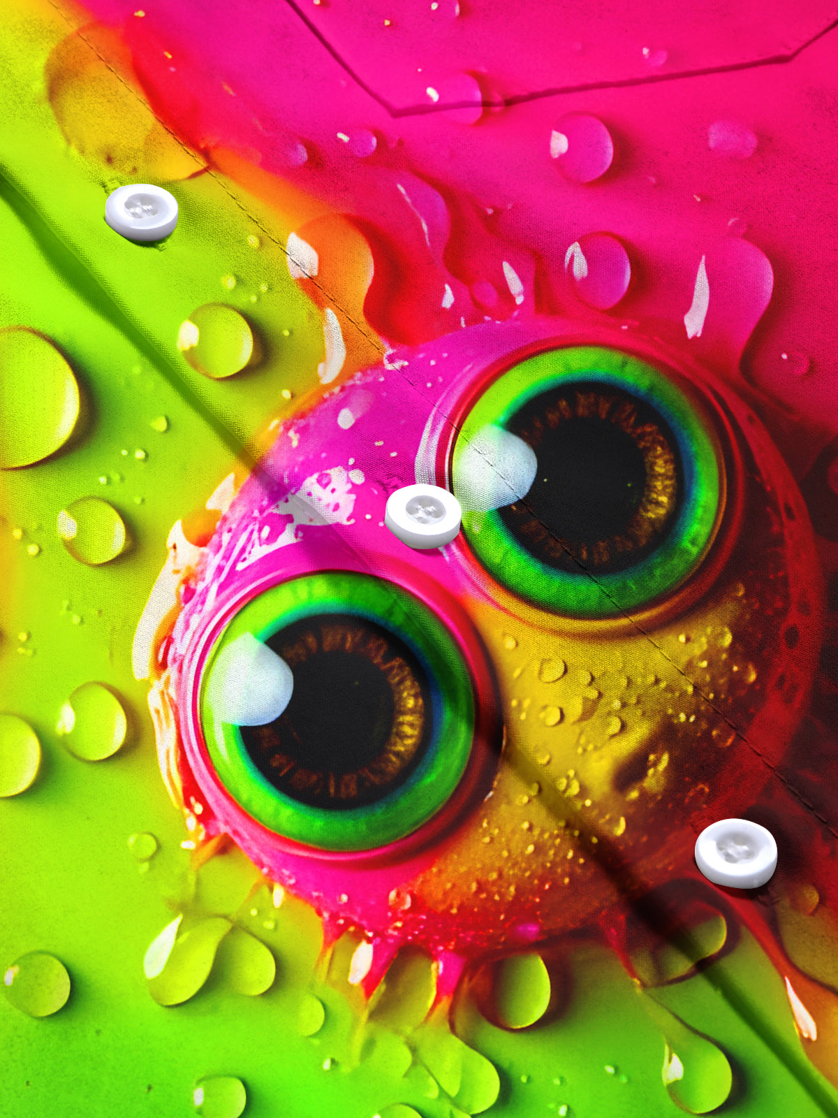 Funny Cartoon Expression Gradient Water Droplets Men's Pocket Long Sleeve Shirts