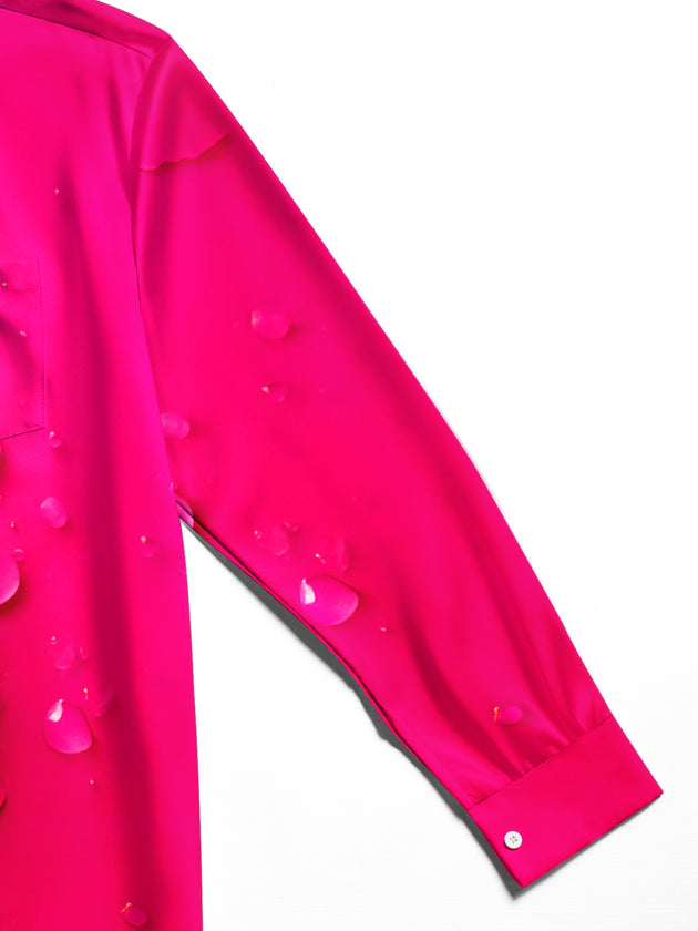 Men's long sleeve shirt with cartoon expression gradient water droplets pattern close-up detail view