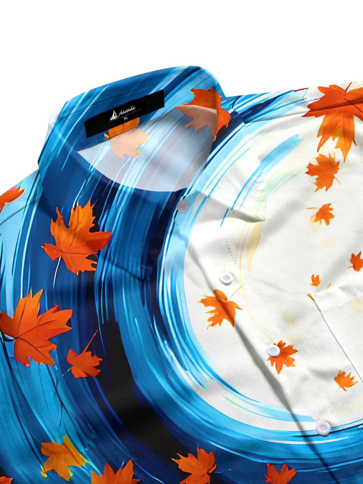 Autumn Maple Leaf Art Swirl Men's Pocket Long Sleeve Shirts