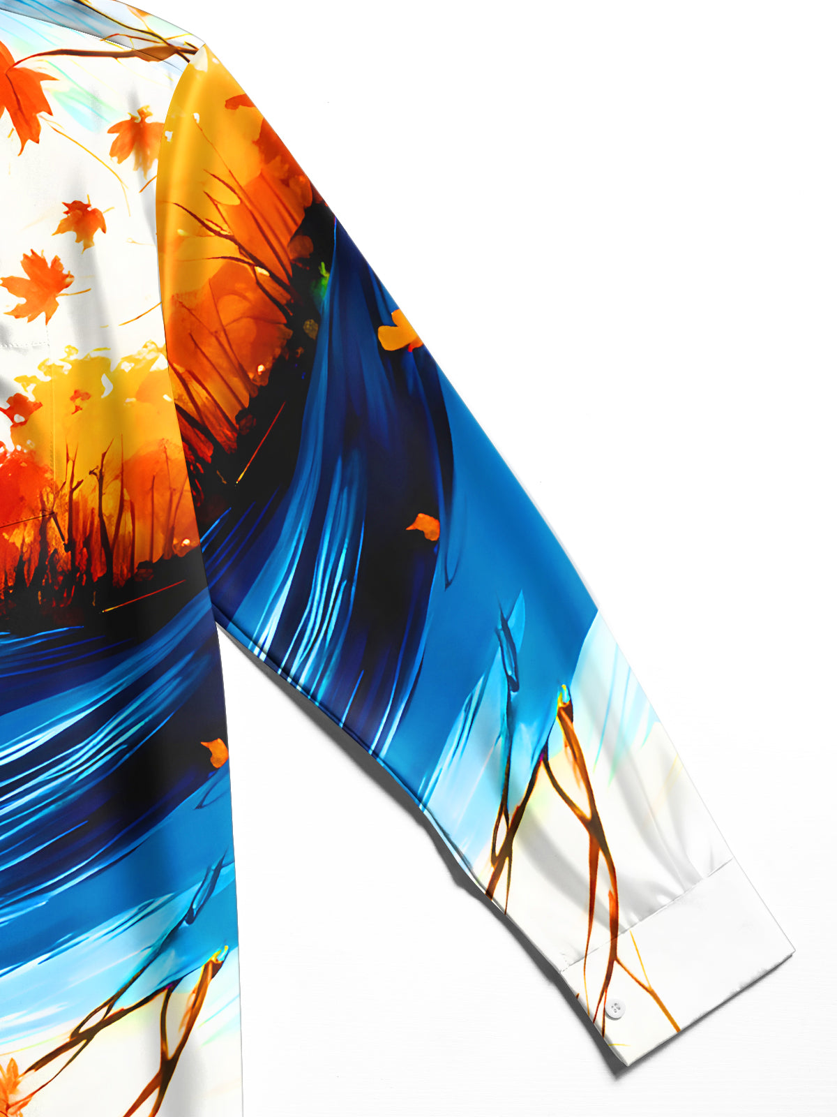 Autumn Maple Leaf Art Swirl Men's Pocket Long Sleeve Shirts