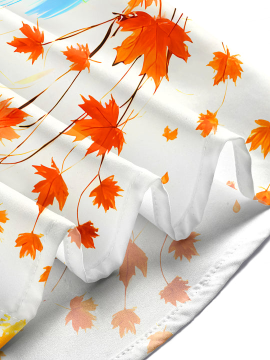 Men's autumn maple leaf art swirl long sleeve shirt lifestyle outdoor walk