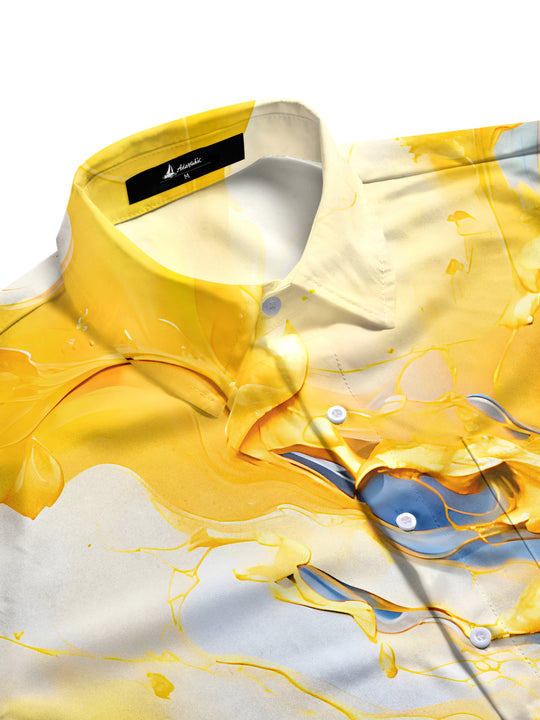 men's graphic art shirt side view