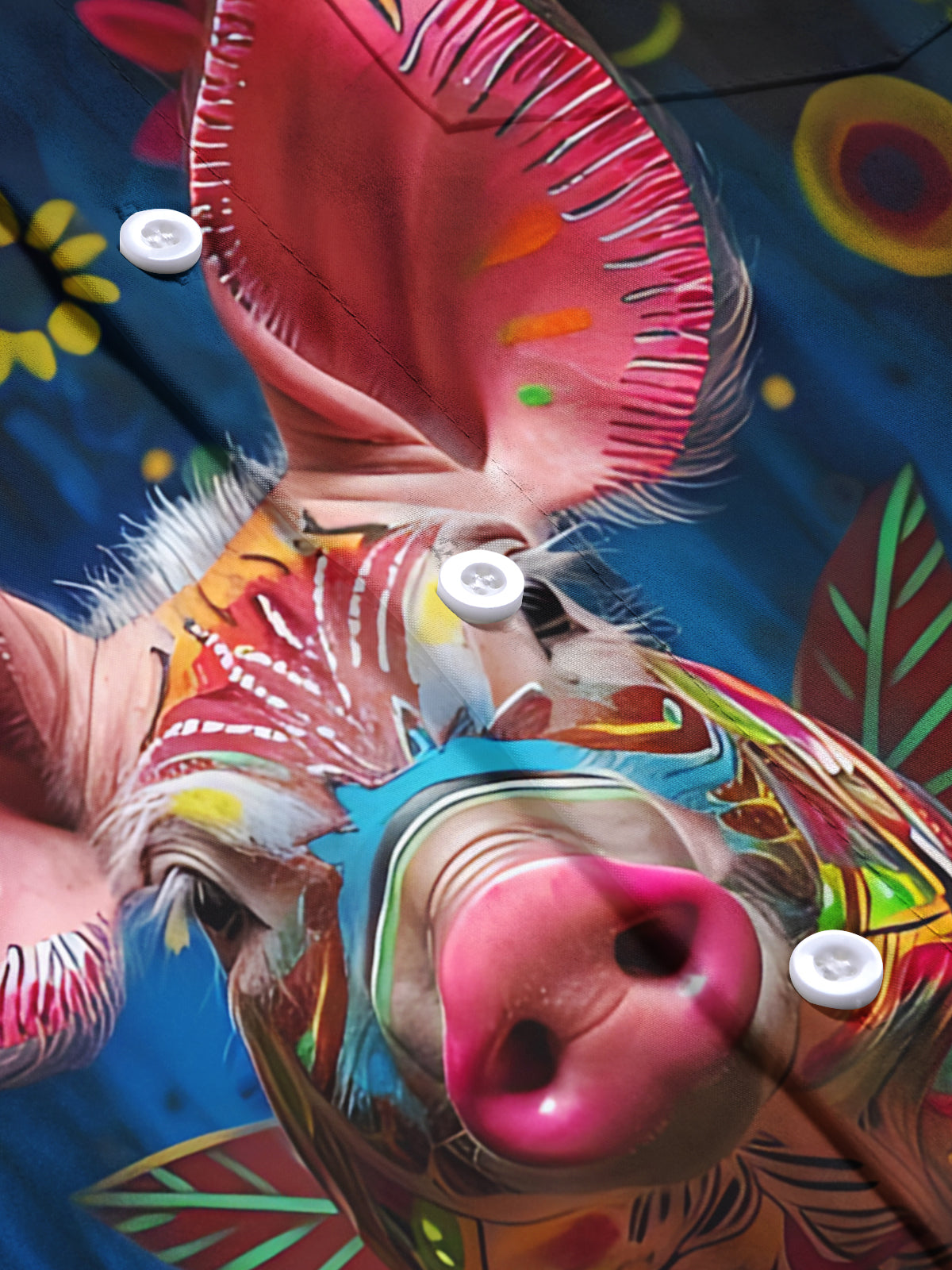 Funny Graffiti Pig Print Men's Pocket Short Sleeve Shirts