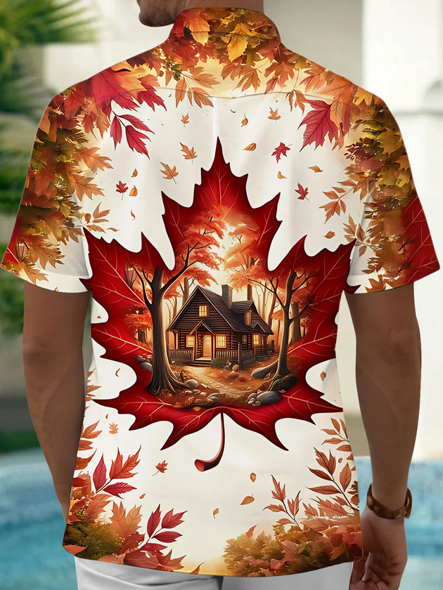 men's travel print shirt back view