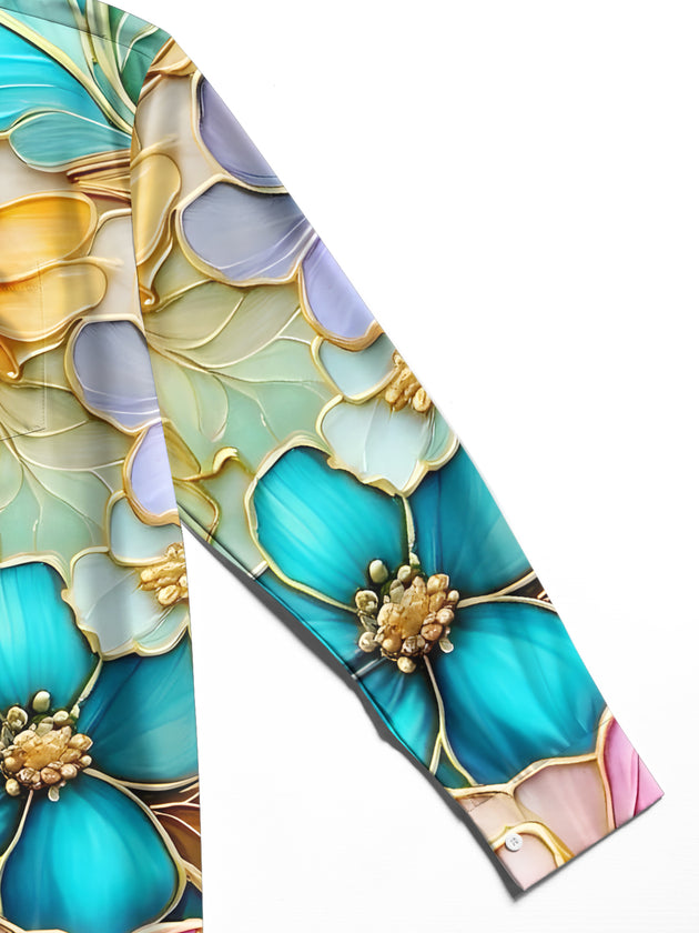 men's floral shirt close-up full sleeve