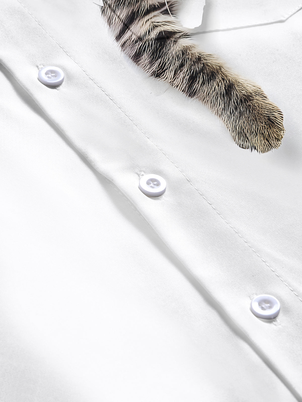 Cat Print Men's Pocket Long Sleeve Shirts