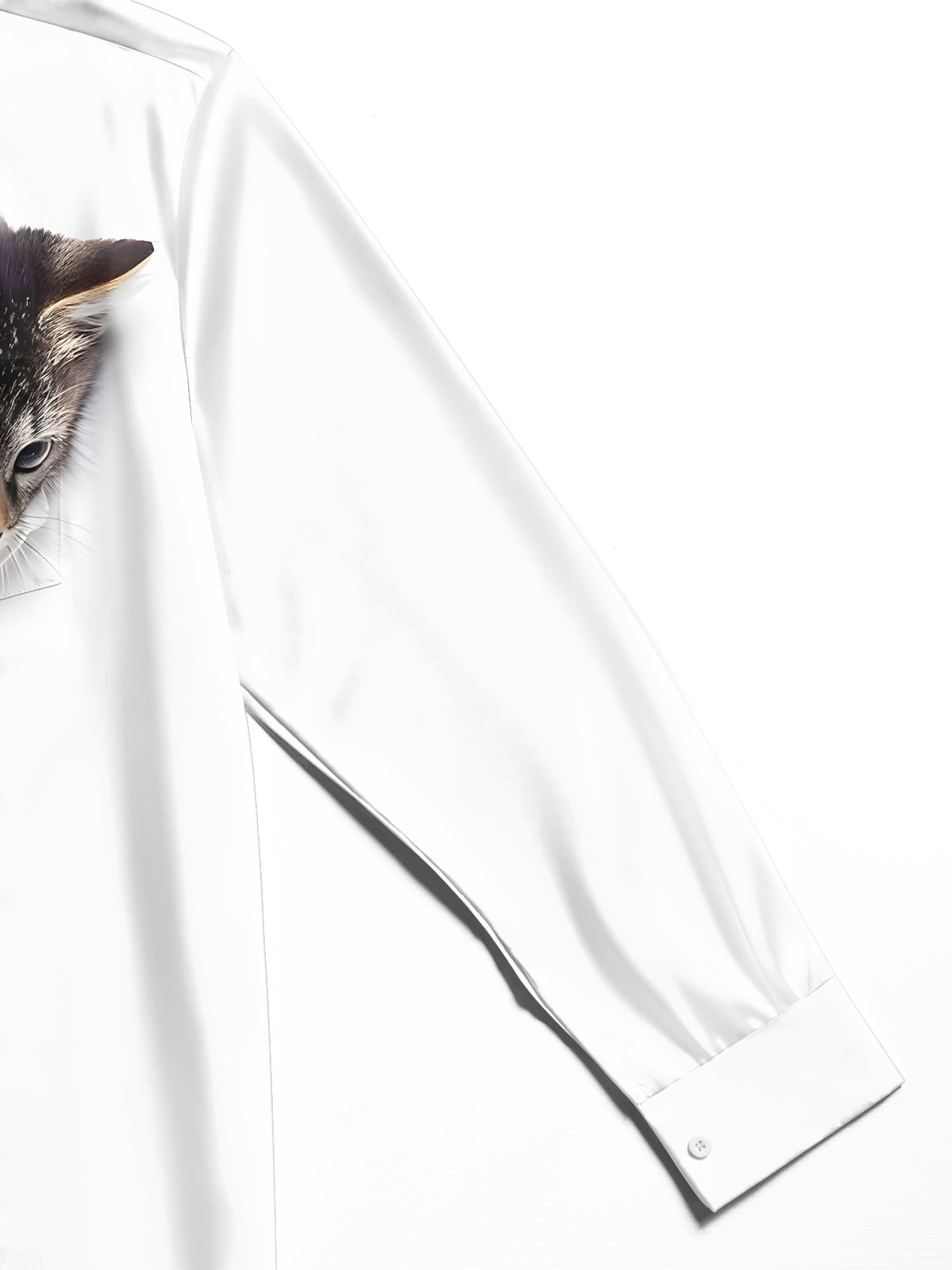 Cat Print Men's Pocket Long Sleeve Shirts