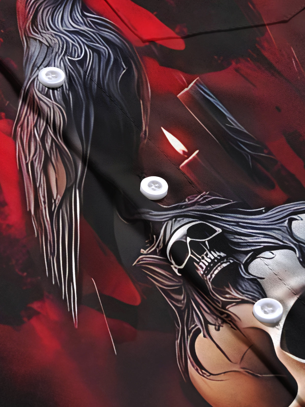 Halloween Crow Skull Print Men's Pocket Short Sleeve Shirts