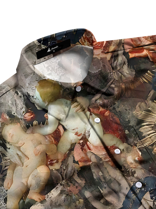 men's graphic art shirt side view