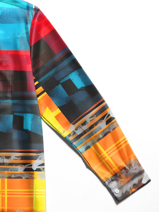 Men's long sleeve tie dye shirt close-up detail view
