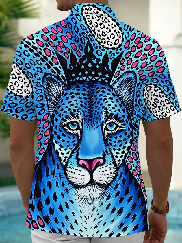 men's leopard print shirt back view