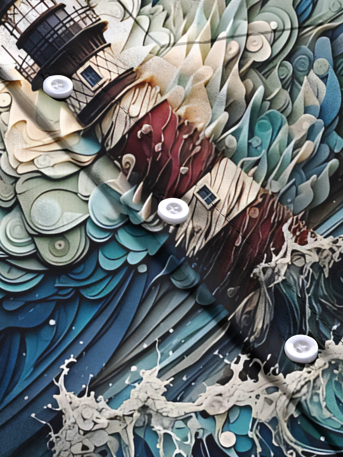 Lighthouse Print Men's Pocket Short Sleeve Shirts