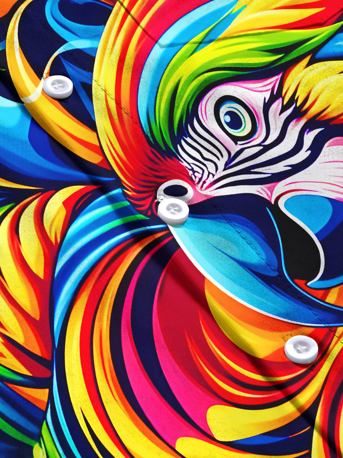 Hawaiian Colorful Parrot Men's Pocket Long Sleeve Shirts