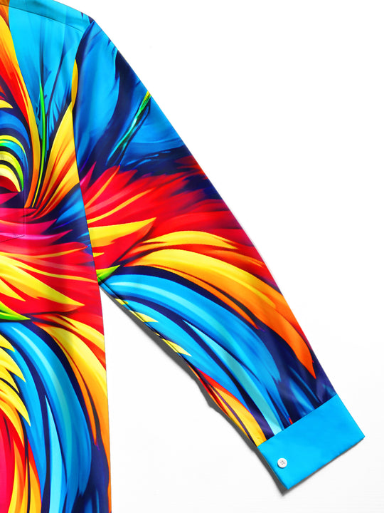 men's colorful Hawaiian shirt close-up full sleeve