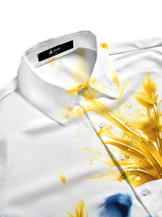 Men's Art Koala golden floral half sleeve shirt side view