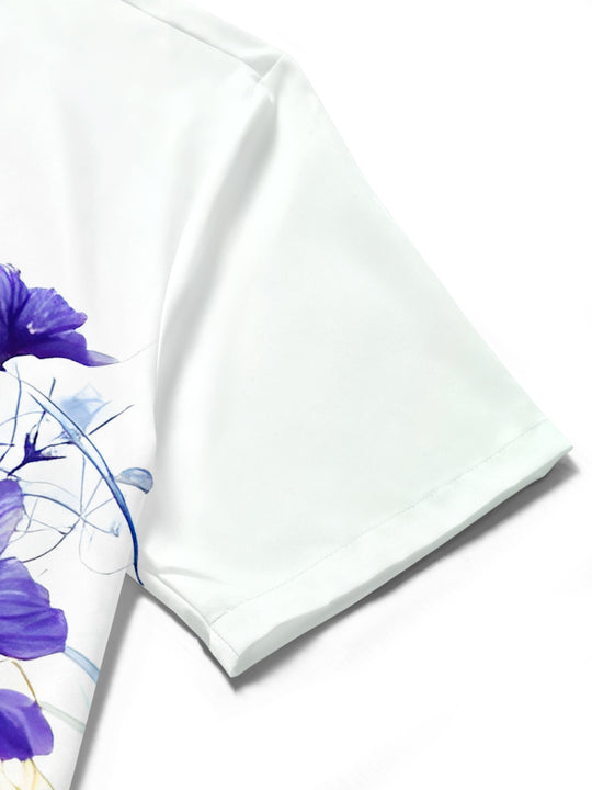 men's floral shirt close-up short sleeve