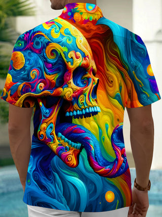 men's colorful spooky shirt back view