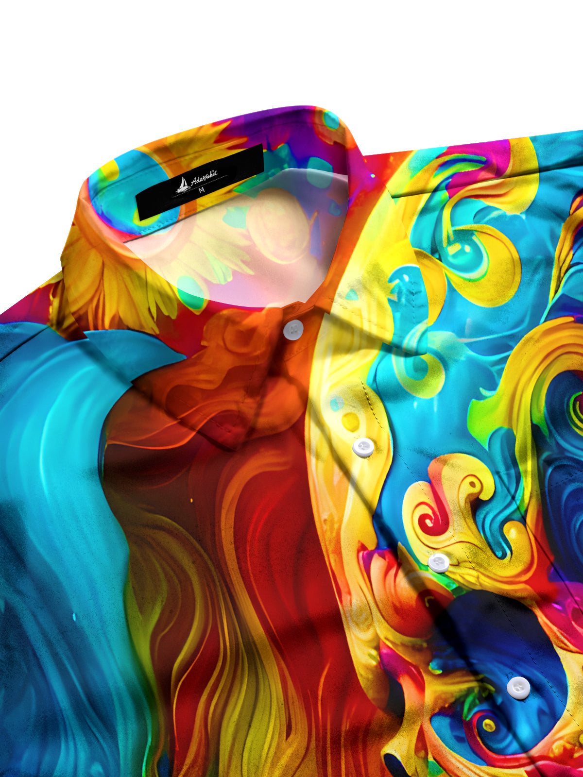 Colorful Abstract Skull Swirl Halloween Men's Pocket Short Sleeve Shirts