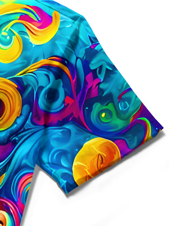 men's colorful Halloween shirt close-up short sleeve