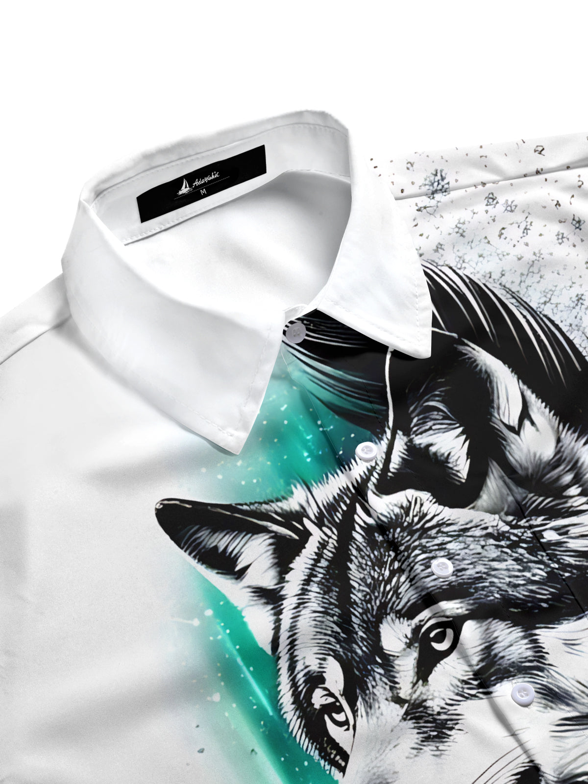Wolf Feather Snowflake Print Men's Pocket Short Sleeve Shirts