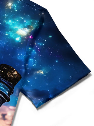 men's printed shirt close-up short sleeve