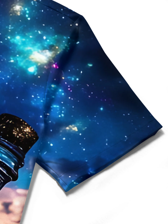 men's printed shirt close-up short sleeve