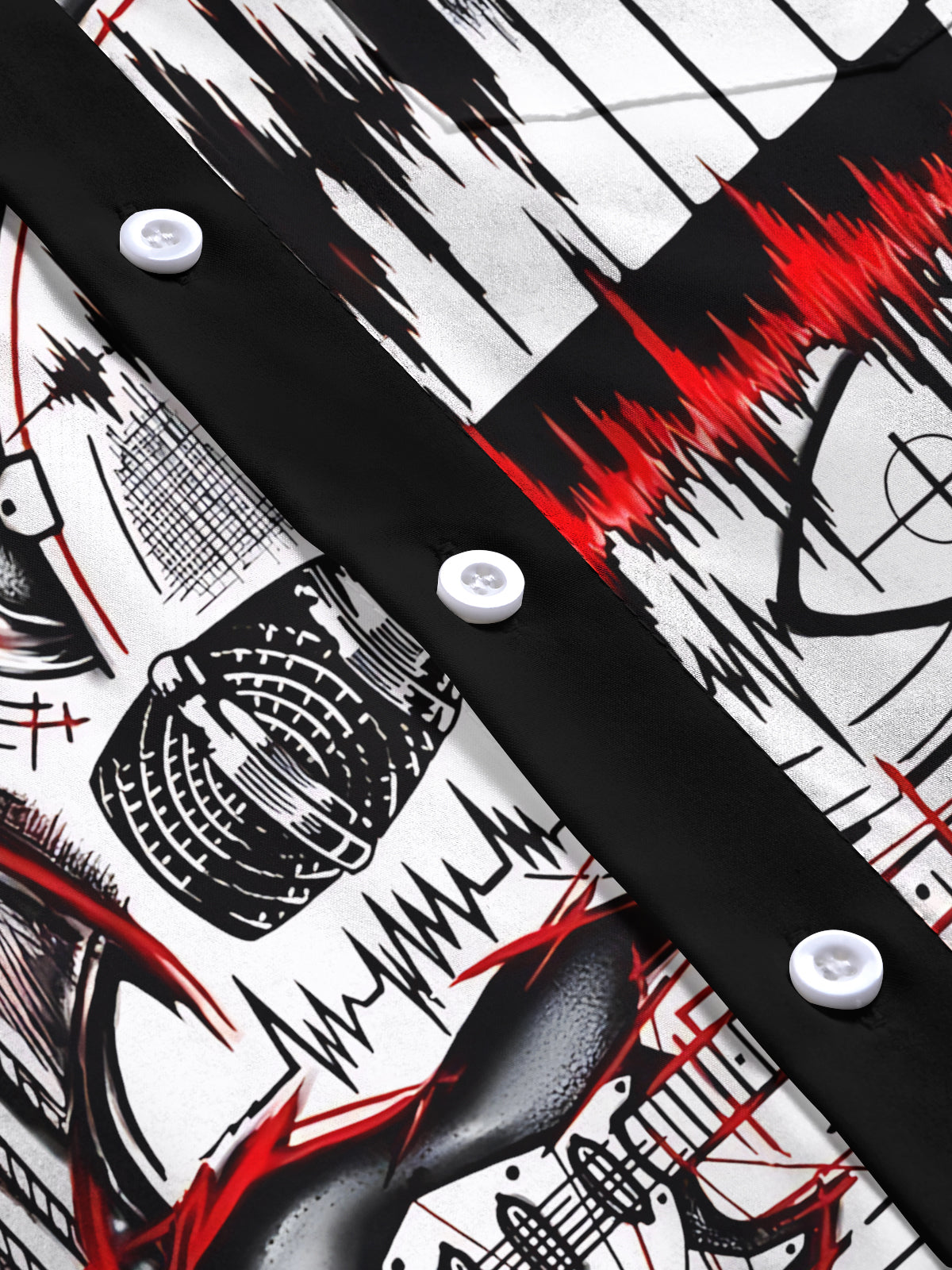 Musical Instrument Print Men's Pocket Short Sleeve Shirts