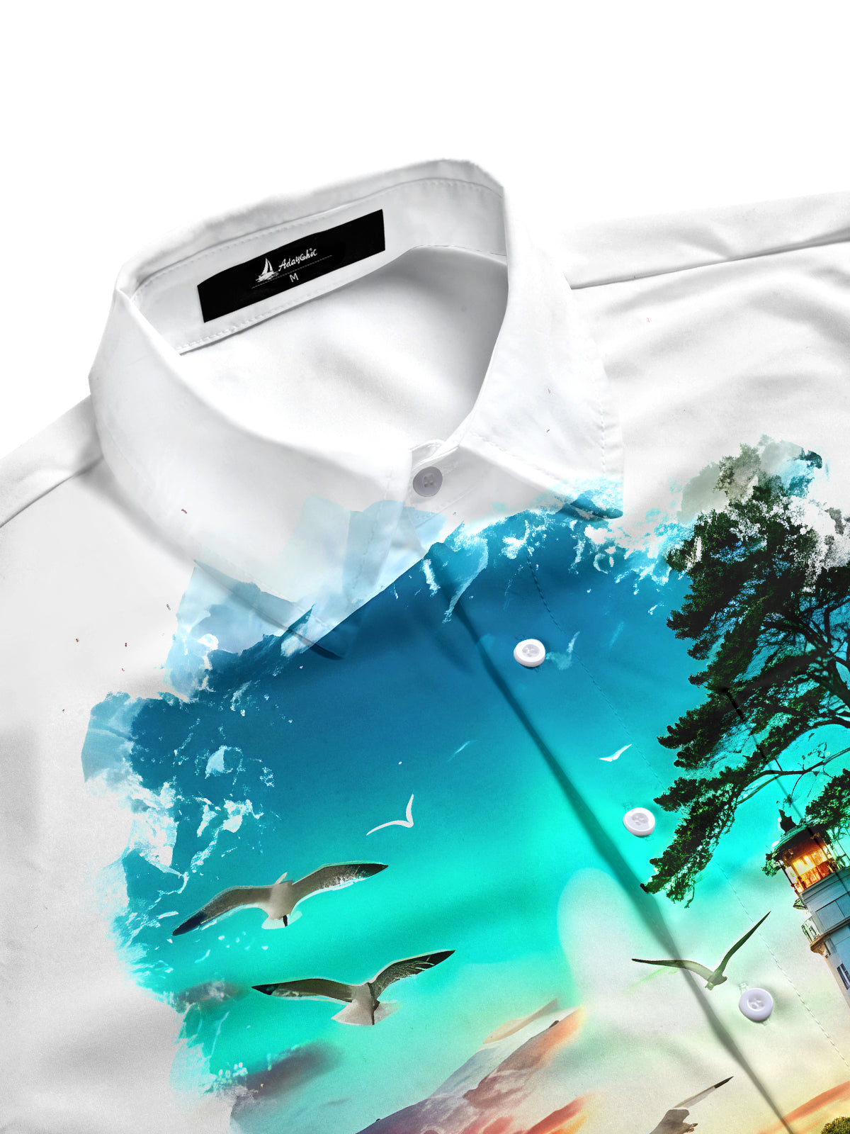 Hawaiian Lighthouse Men's Pocket Long Sleeve Shirts