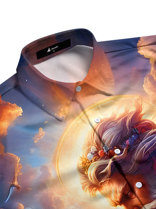 men's graphic art shirt side view