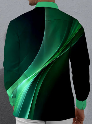 Men abstract print long sleeve shirt back view