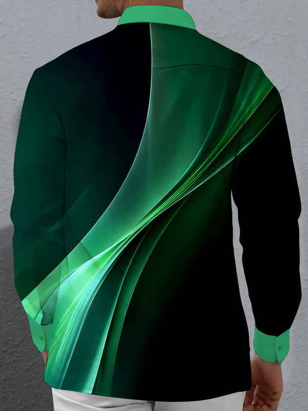 Men abstract print long sleeve shirt back view