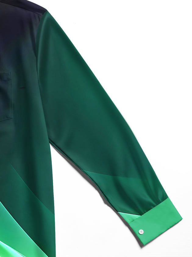 Men abstract print long sleeve shirt close-up detail view