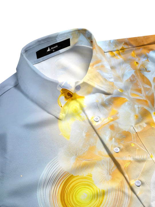 Men's side view botanical tree pocket short sleeve shirt