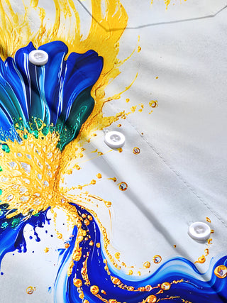Men's floral short sleeve shirt flat lay pattern detail