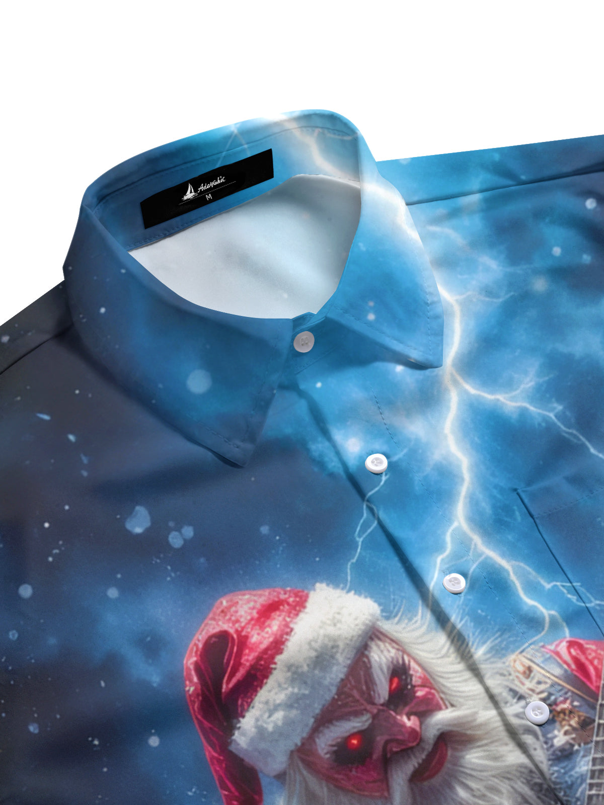 Rock Santa Claus Guitar Print Men's Pocket Short Sleeve Shirts