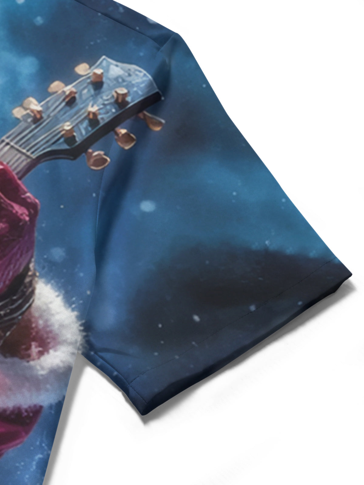 Rock Santa Claus Guitar Print Men's Pocket Short Sleeve Shirts