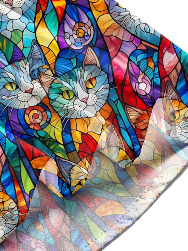 men's cat print long sleeve shirt lifestyle front view