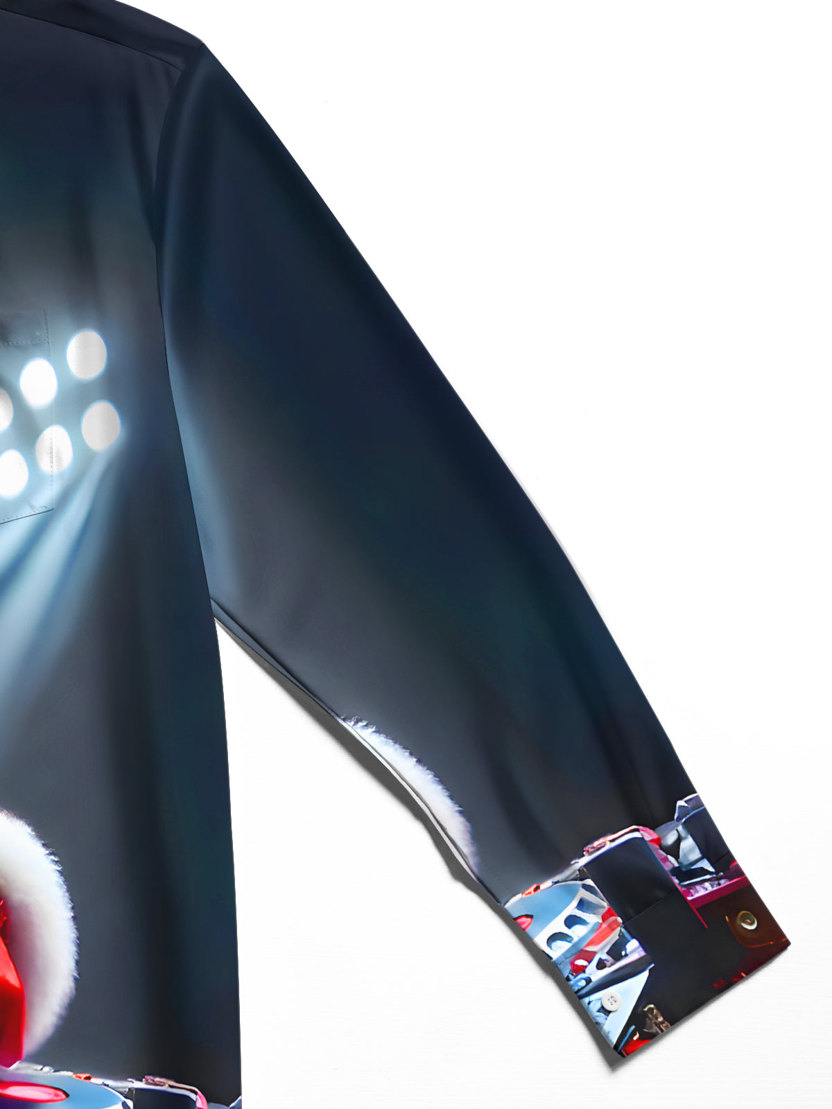 DJ Santa Music Party Xmas Men's Pocket Long Sleeve Shirts