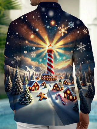 men's holiday shirt back view