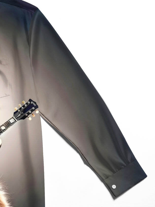 men's cat print shirt close-up full sleeve