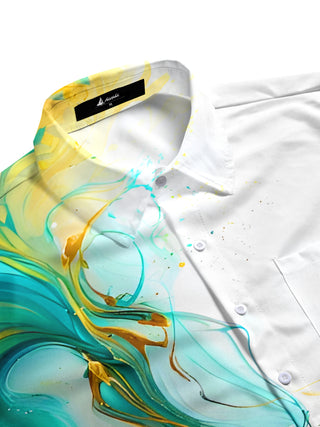men's graphic art shirt side view