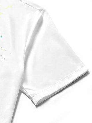 men's art print shirt close-up short sleeve