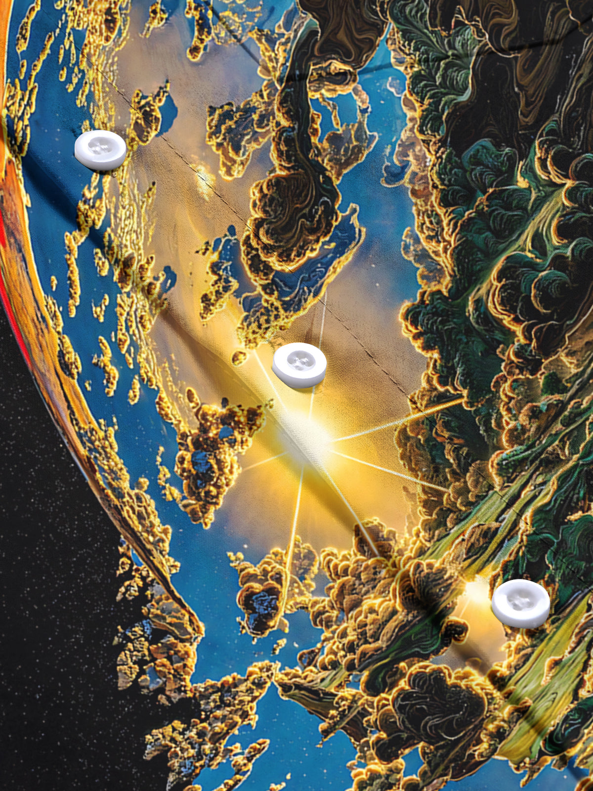 Abstract Earth Art Print Men's Pocket Long Sleeve Shirts