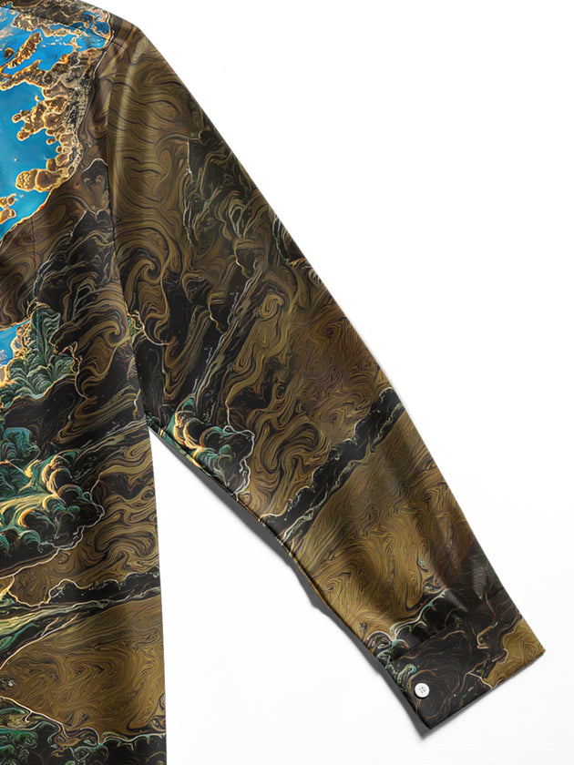 men's abstract print shirt close-up full sleeve