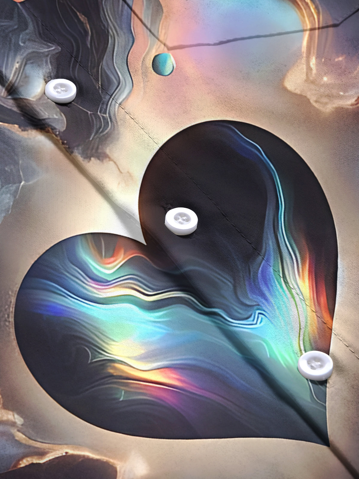 Gradient Heart Print Men's Pocket Short Sleeve Shirts