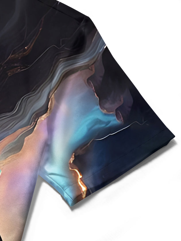 men's gradient print shirt close-up short sleeve