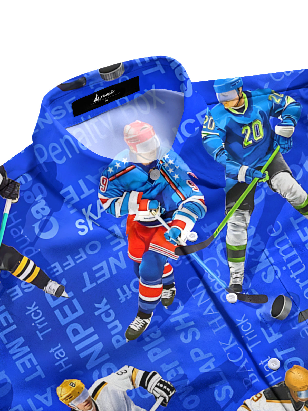 Hockey Player Print Men's Pocket Short Sleeve Shirts